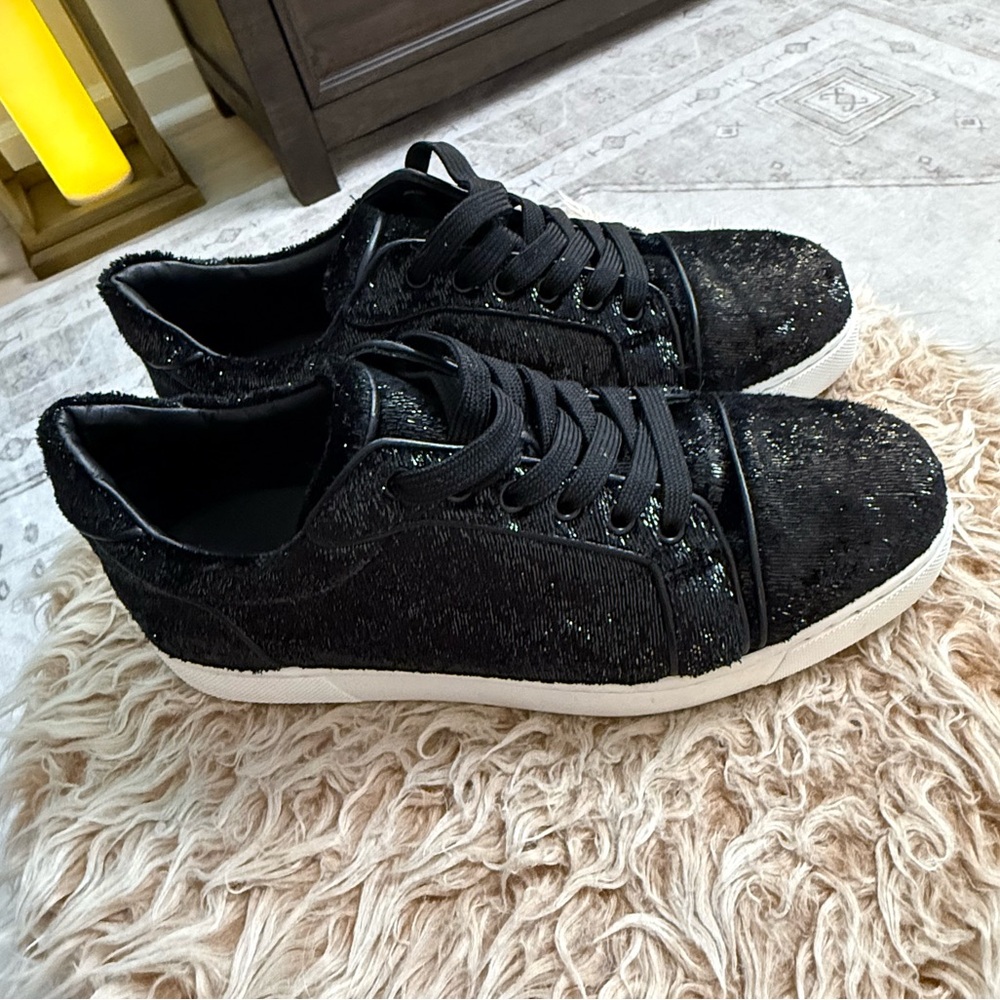 Christian Louboutin Vieira Sneakers - Black Velour - Size 9